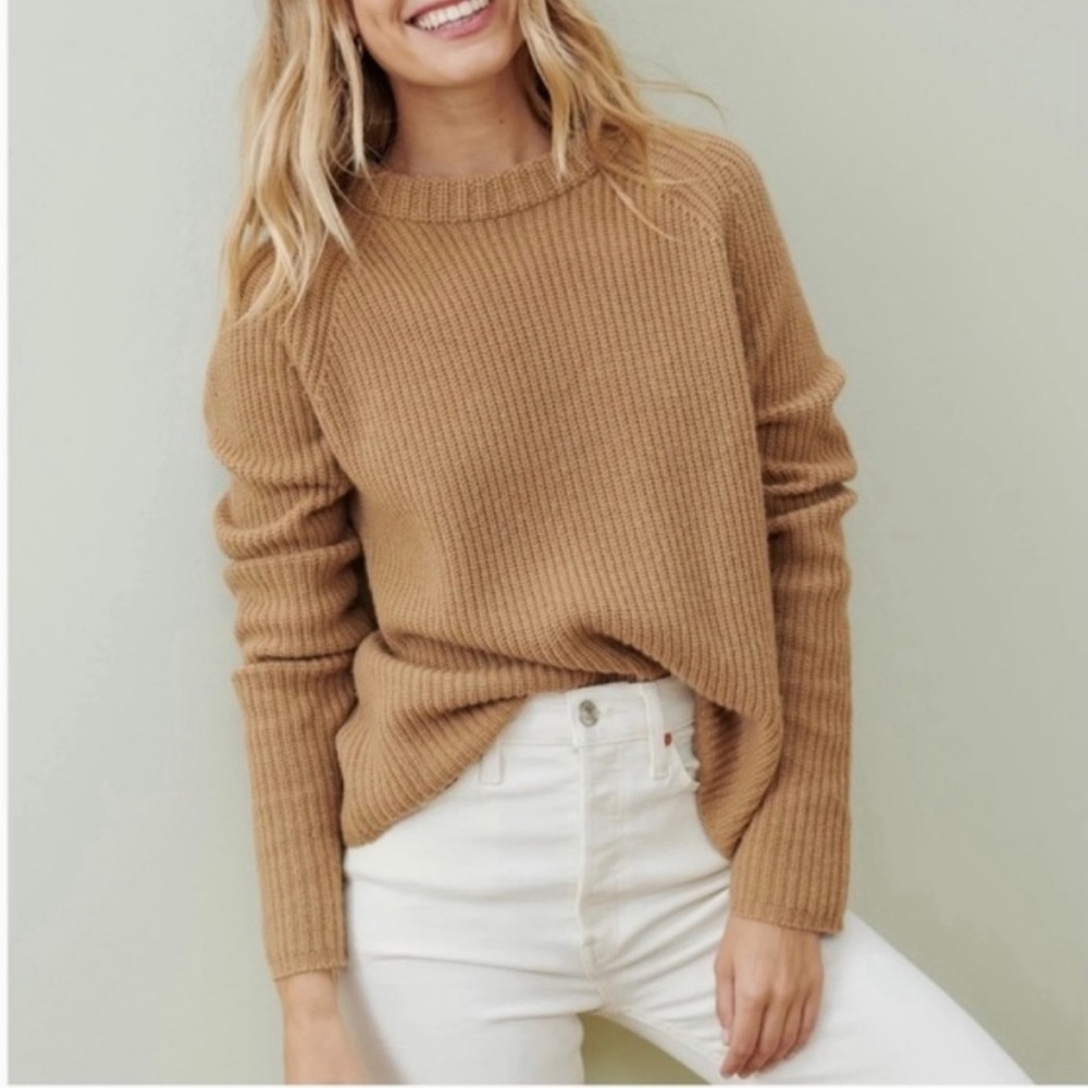 ❌❌SOLD❌❌Jenni Kayne Cashmere Sweater Womens XL Beige Fisherman Knit Pullover